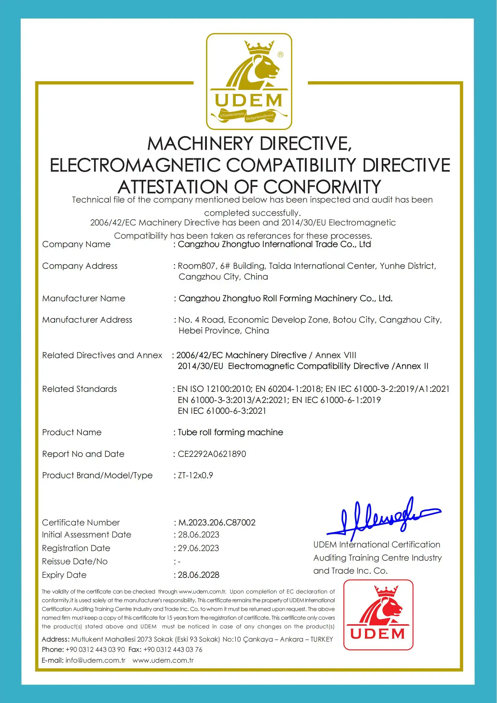 Management and machine certification