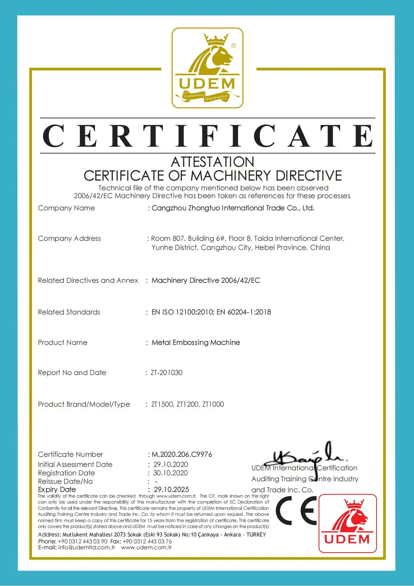 CE embossing machine